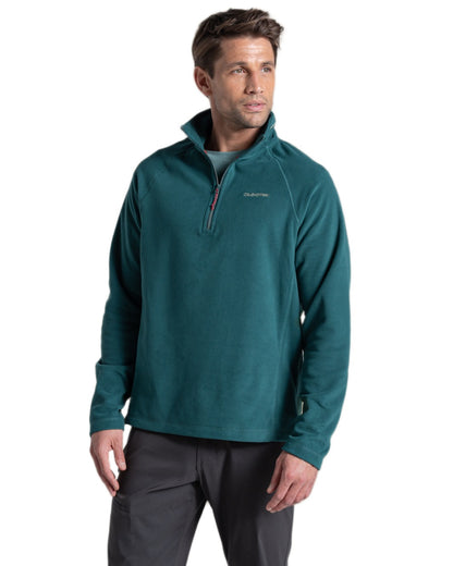 Dark Viridian Coloured Craghoppers Corey VI Half Zip Fleece on white background 