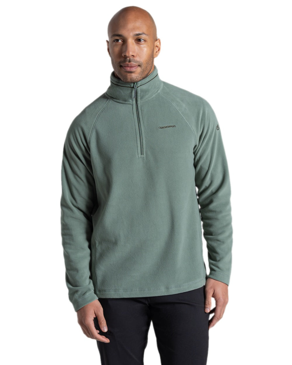 Laurel Green Coloured Craghoppers Corey VI Half Zip Fleece on white background 