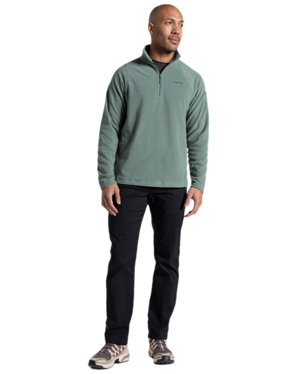 Laurel Green Coloured Craghoppers Corey VI Half Zip Fleece on white background 