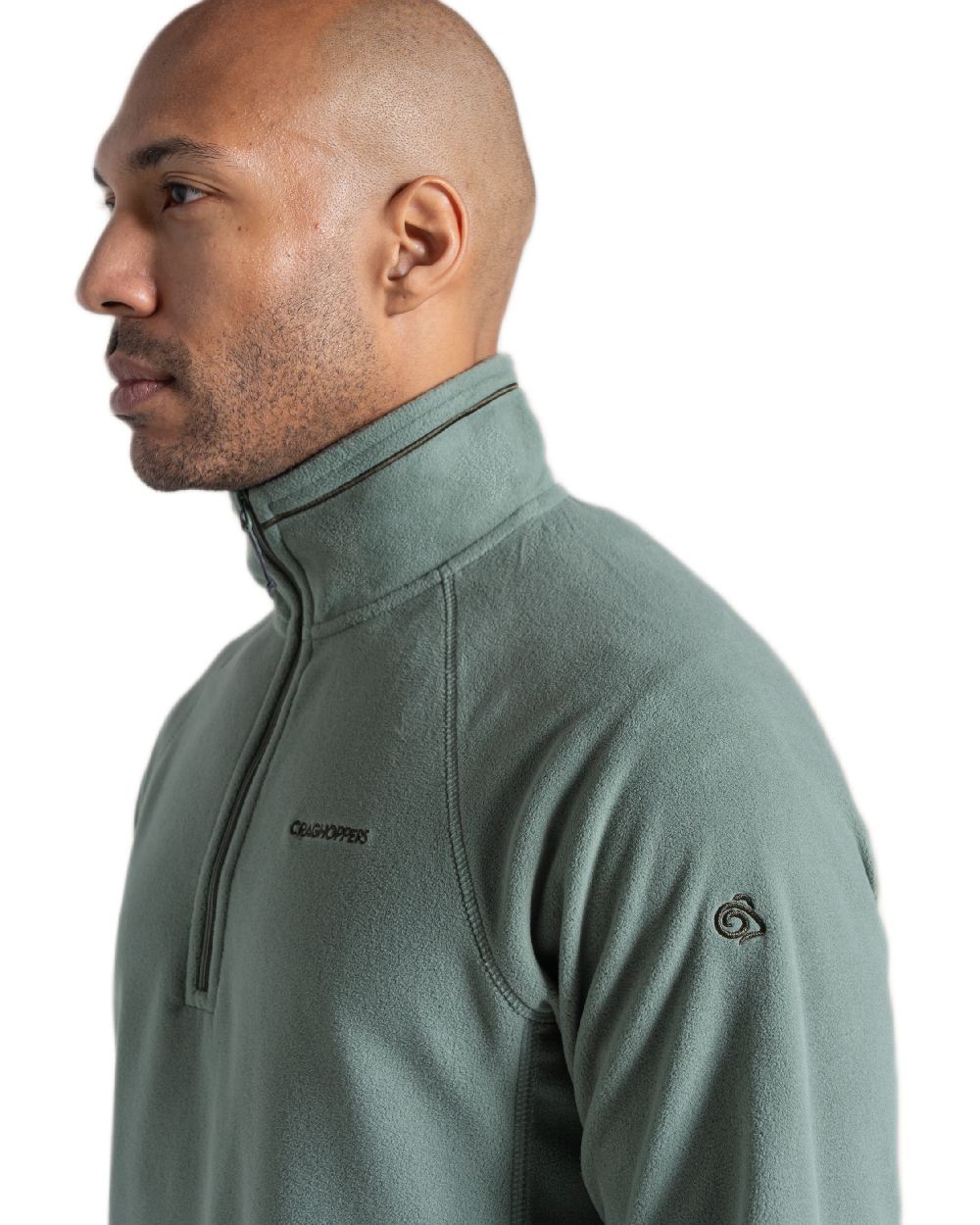 Laurel Green Coloured Craghoppers Corey VI Half Zip Fleece on white background 