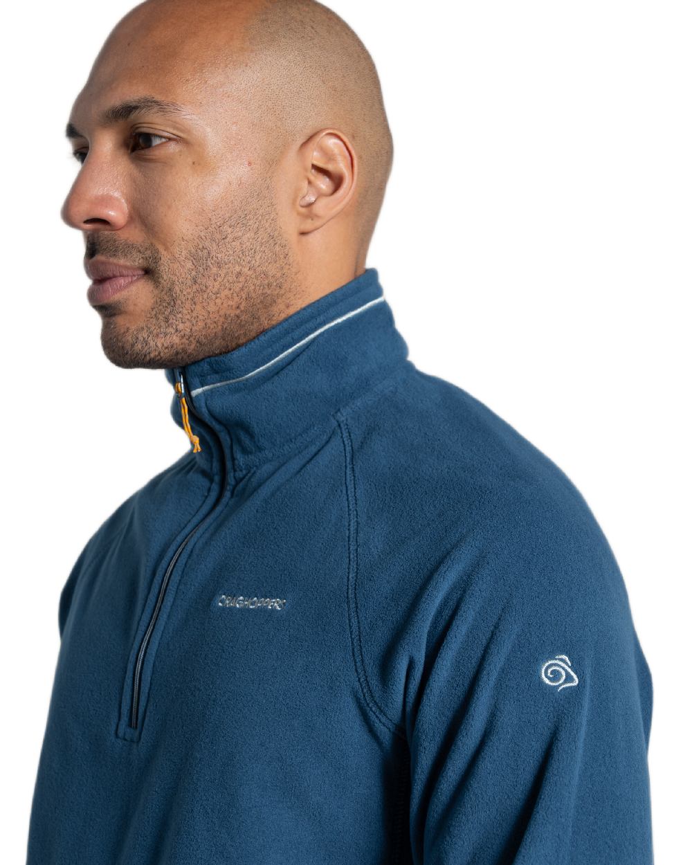 Poseidon Blue Coloured Craghoppers Corey VI Half Zip Fleece on white background 