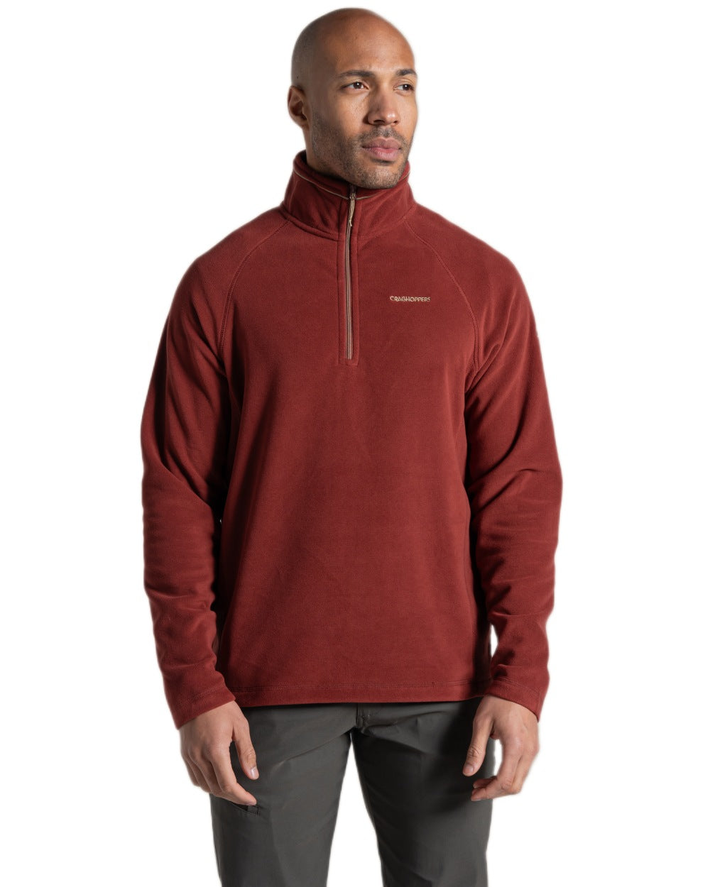 Red Jasper Coloured Craghoppers Corey VI Half Zip Fleece on white background 