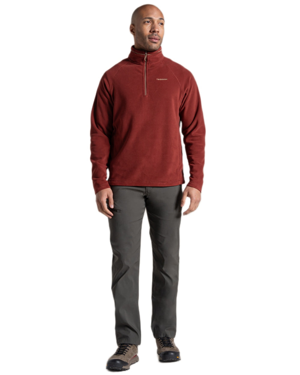 Red Jasper Coloured Craghoppers Corey VI Half Zip Fleece on white background 