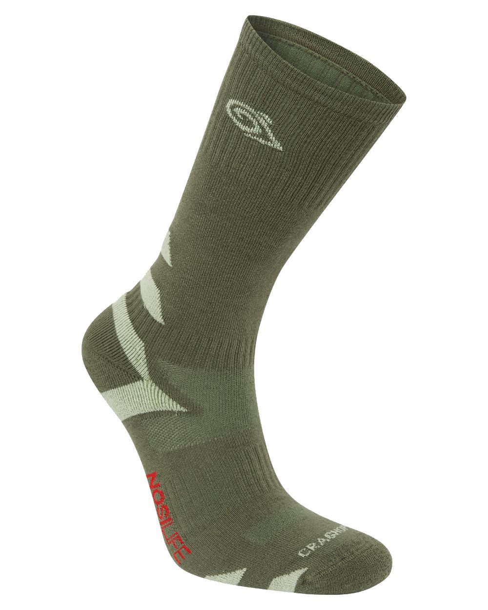 Wild Olive Bud Green coloured Craghoppers Insect Repellent Adventure Socks on white background 