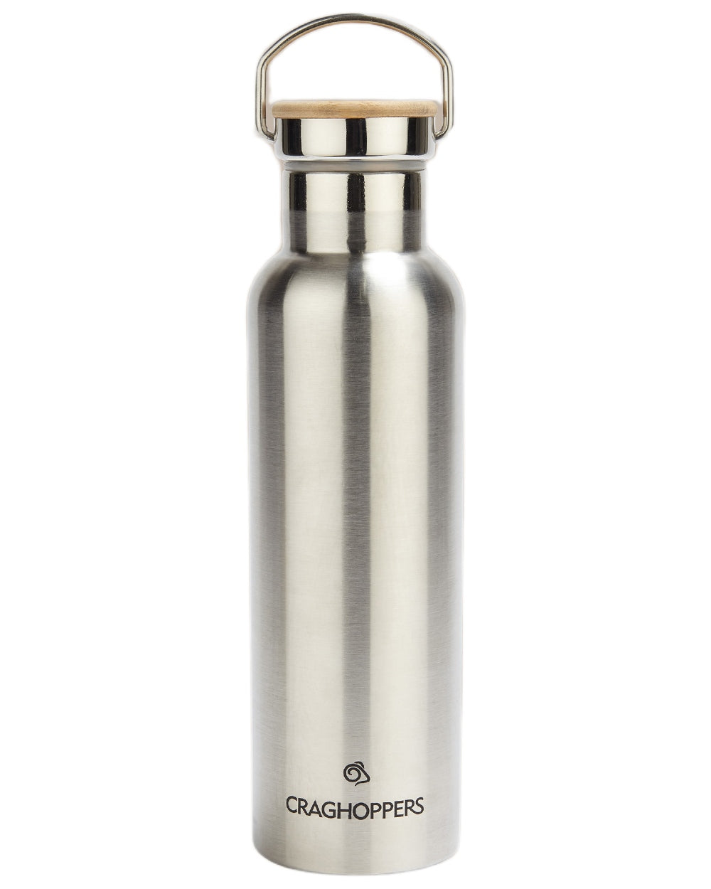 Stainless Steel coloured Craghoppers Insulated Waterbottle 750ml on white background 