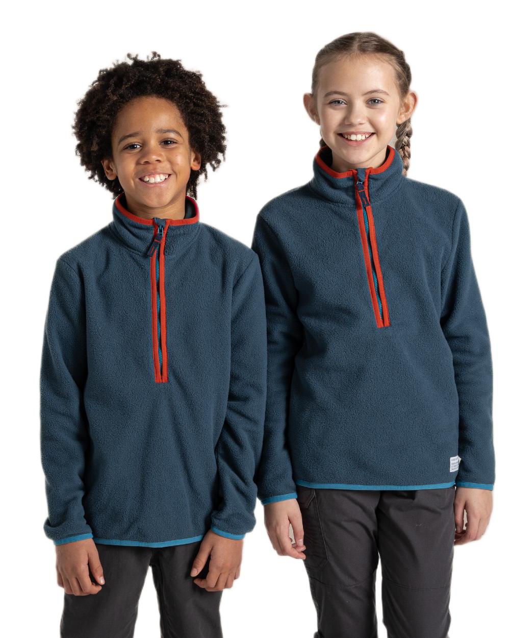 Blue Stone Coloured Craghoppers Childrens CO2 Renu Jacket on white background 
