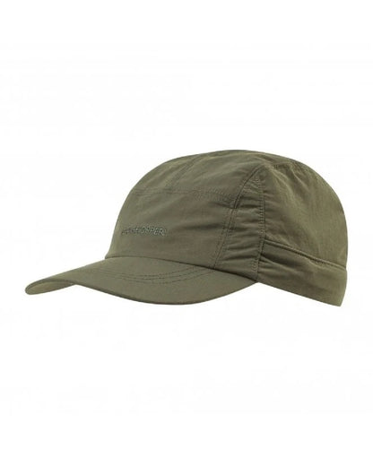Woodland Green Coloured Craghoppers Kids Nosilife Desert Hat II on White Background 