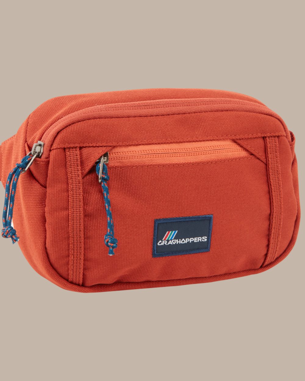 Red Beach Coloured Craghoppers Kiwi Waistpack on Beige Background 