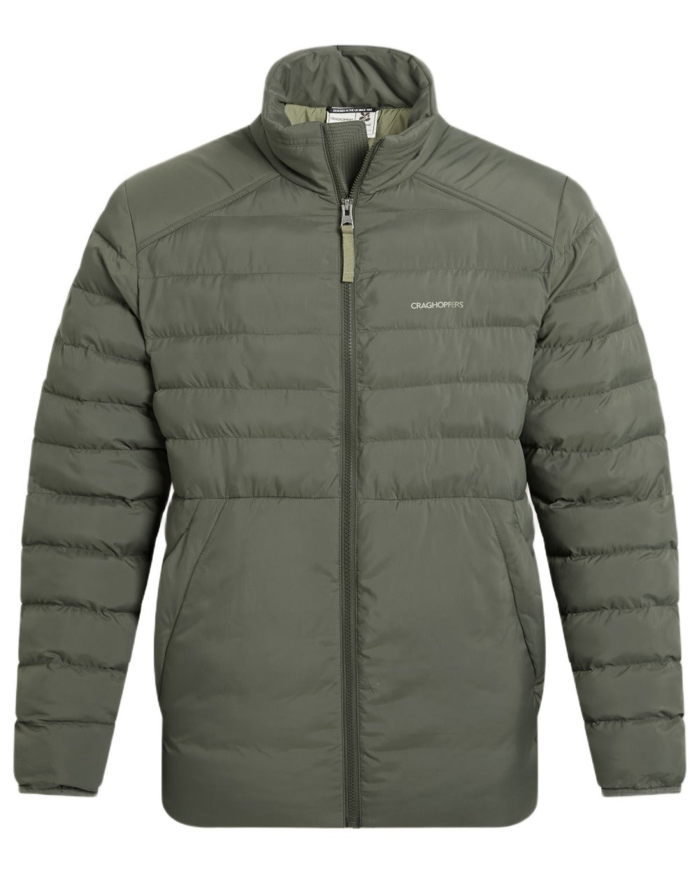 Dark Sage coloured Craghoppers Men National Trust Dalesway Jacket on white background 