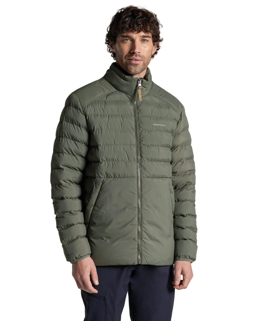Dark Sage coloured Craghoppers Men National Trust Dalesway Jacket on white background 