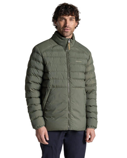 Dark Sage coloured Craghoppers Men National Trust Dalesway Jacket on white background 
