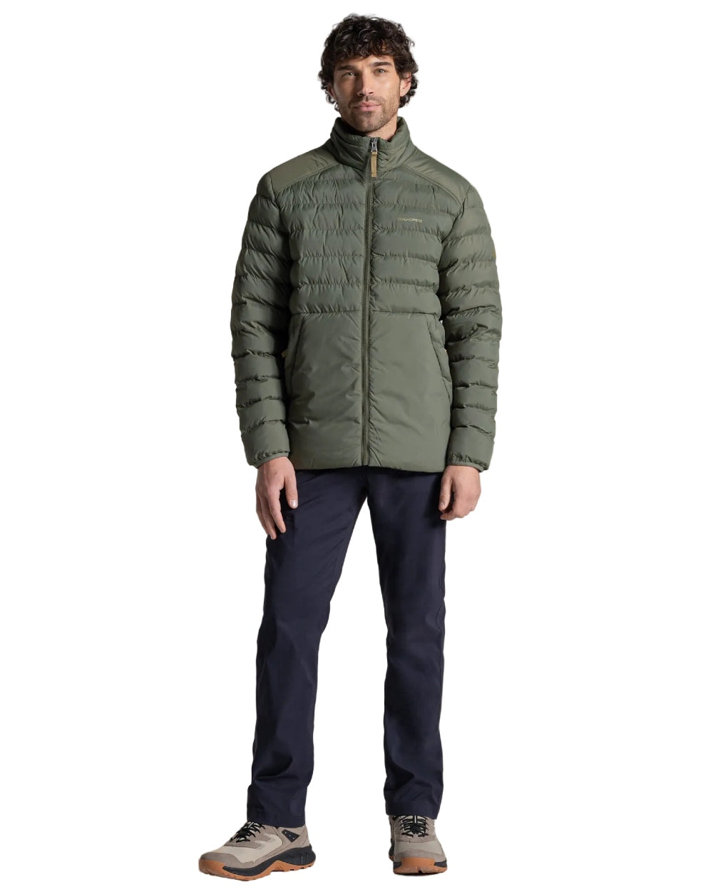 Dark Sage coloured Craghoppers Men National Trust Dalesway Jacket on white background 