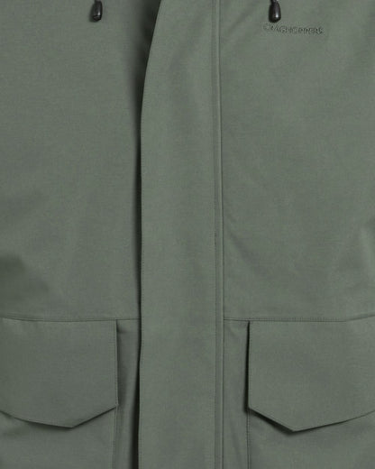 Lagano Green coloured Craghoppers Mens Agnar Jacket on close up 