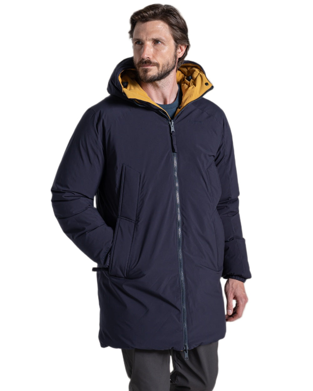 Dark Navy Beeswax Coloured Craghoppers Mens Bannerdale Reversible Jacket on white background 