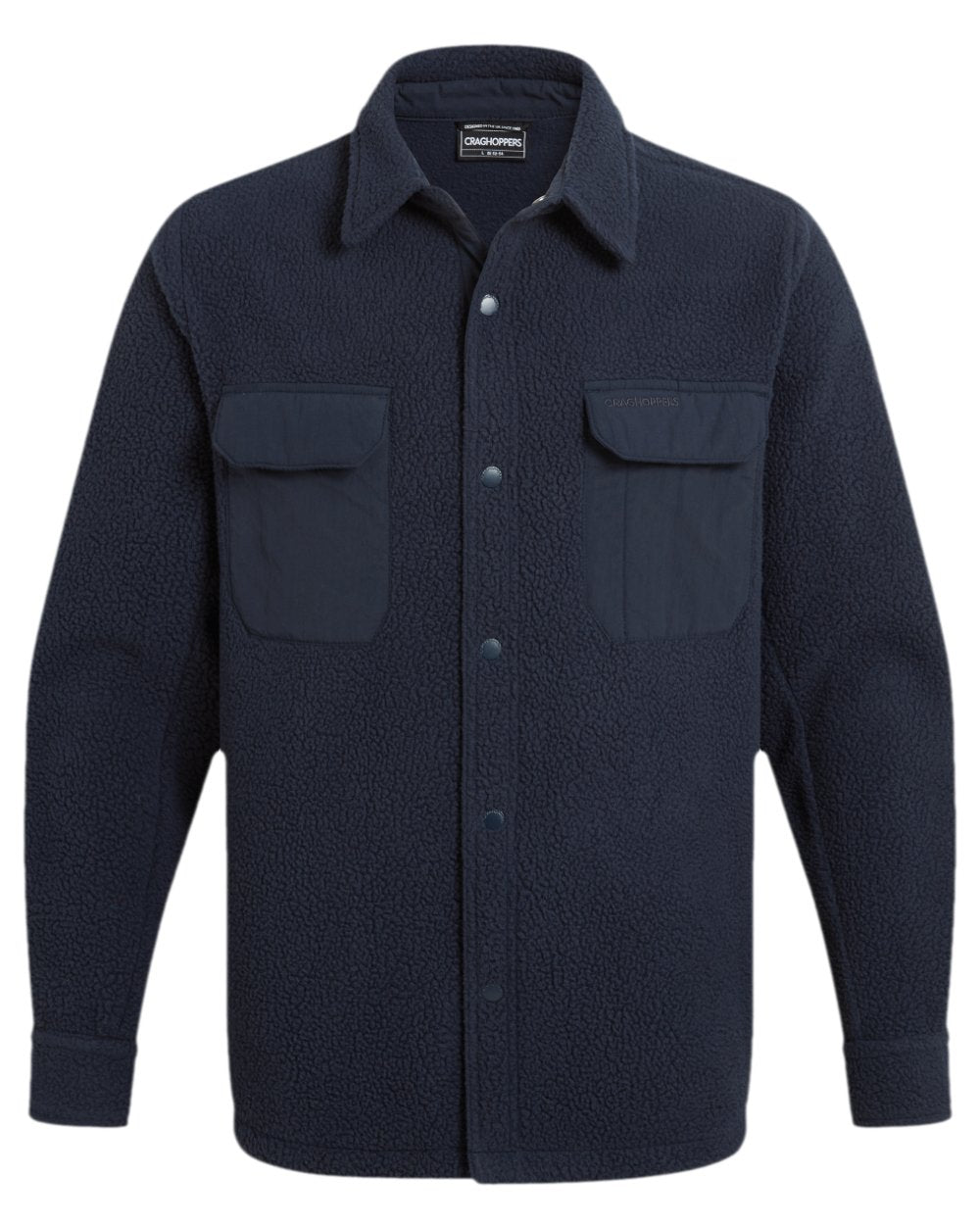 Blue Navy Coloured Craghoppers Mens Blencathra Overshirt on white background 