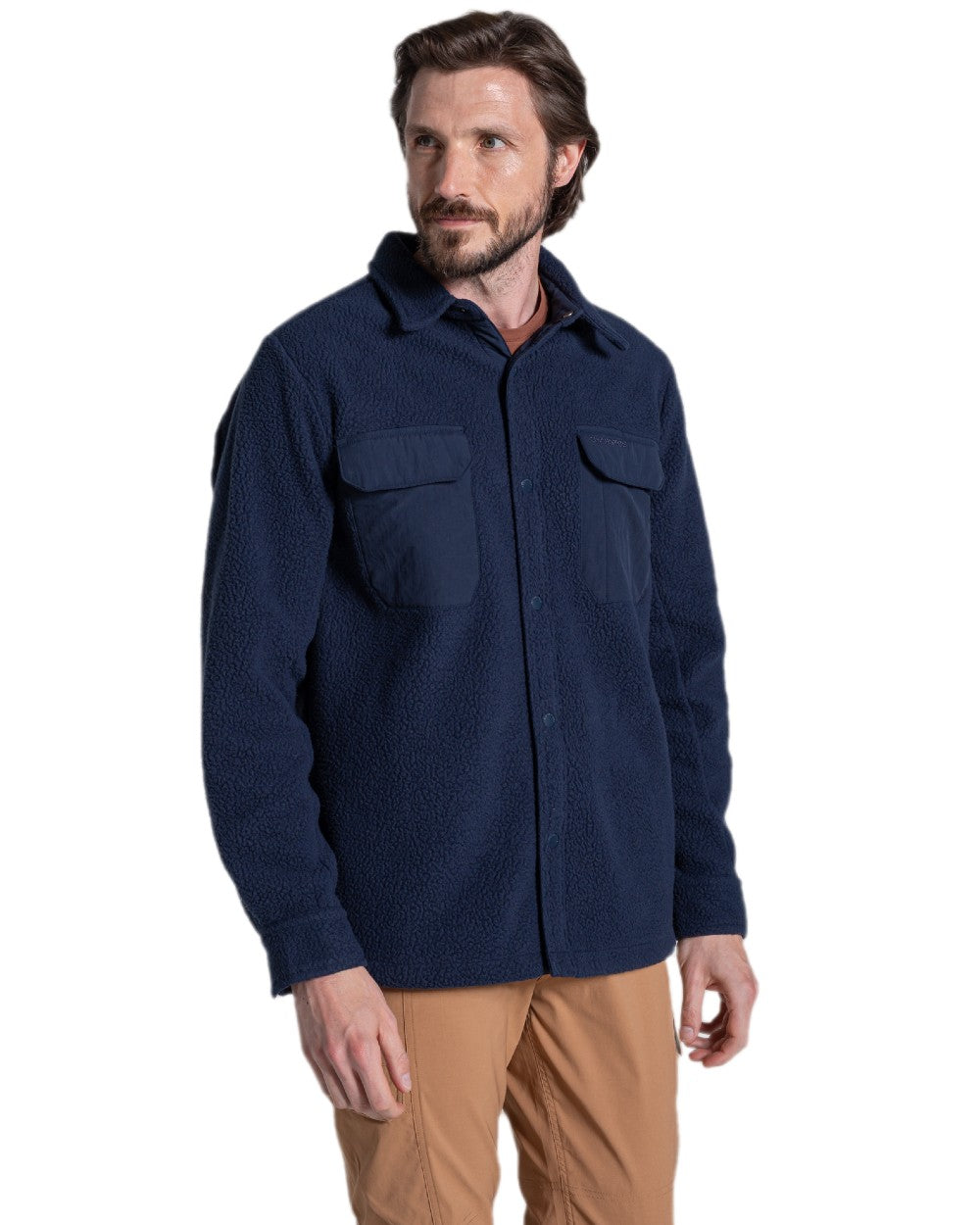 Blue Navy Coloured Craghoppers Mens Blencathra Overshirt on white background 