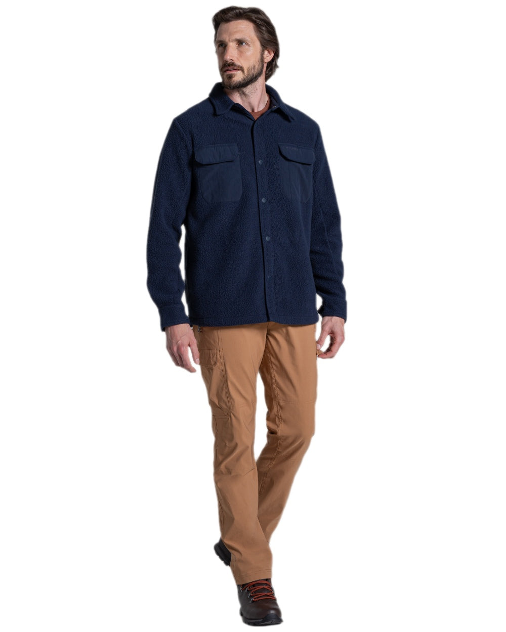 Blue Navy Coloured Craghoppers Mens Blencathra Overshirt on white background 