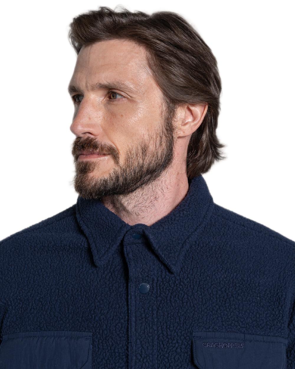 Blue Navy Coloured Craghoppers Mens Blencathra Overshirt on white background 