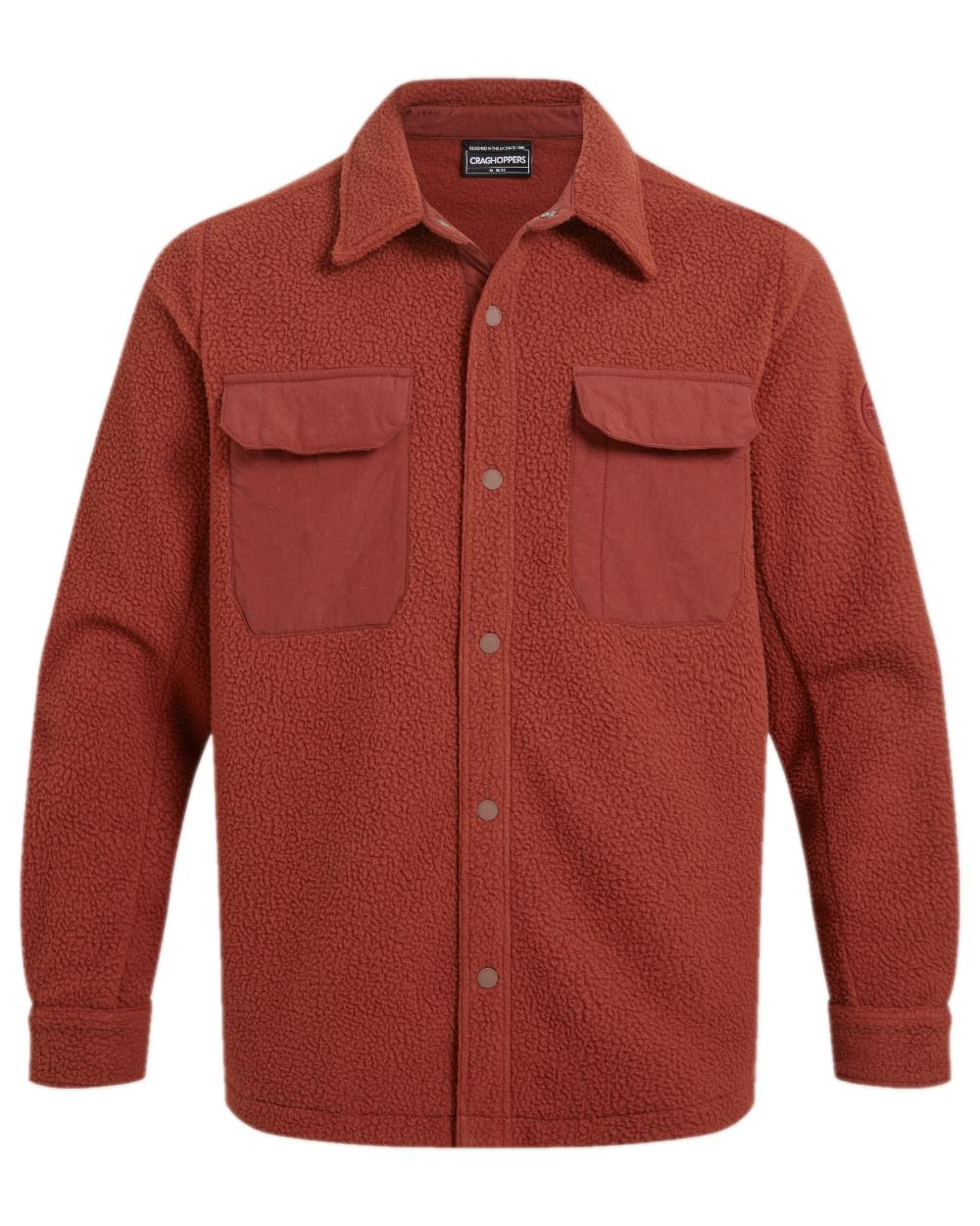 Red Jasper Coloured Craghoppers Mens Blencathra Overshirt on white background 