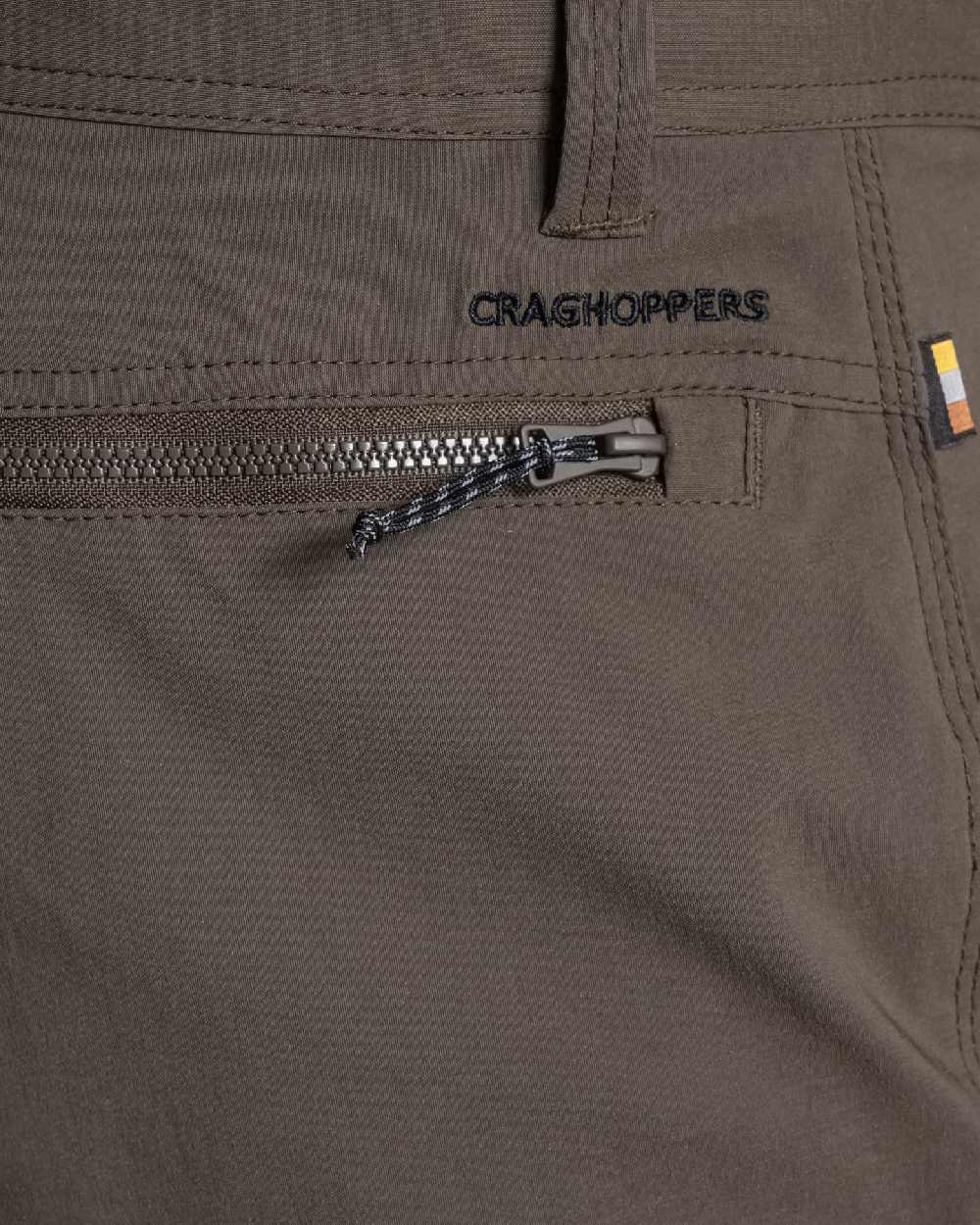 Woodland Green coloured Craghoppers Mens Brisk Pro Trouser on beige background 