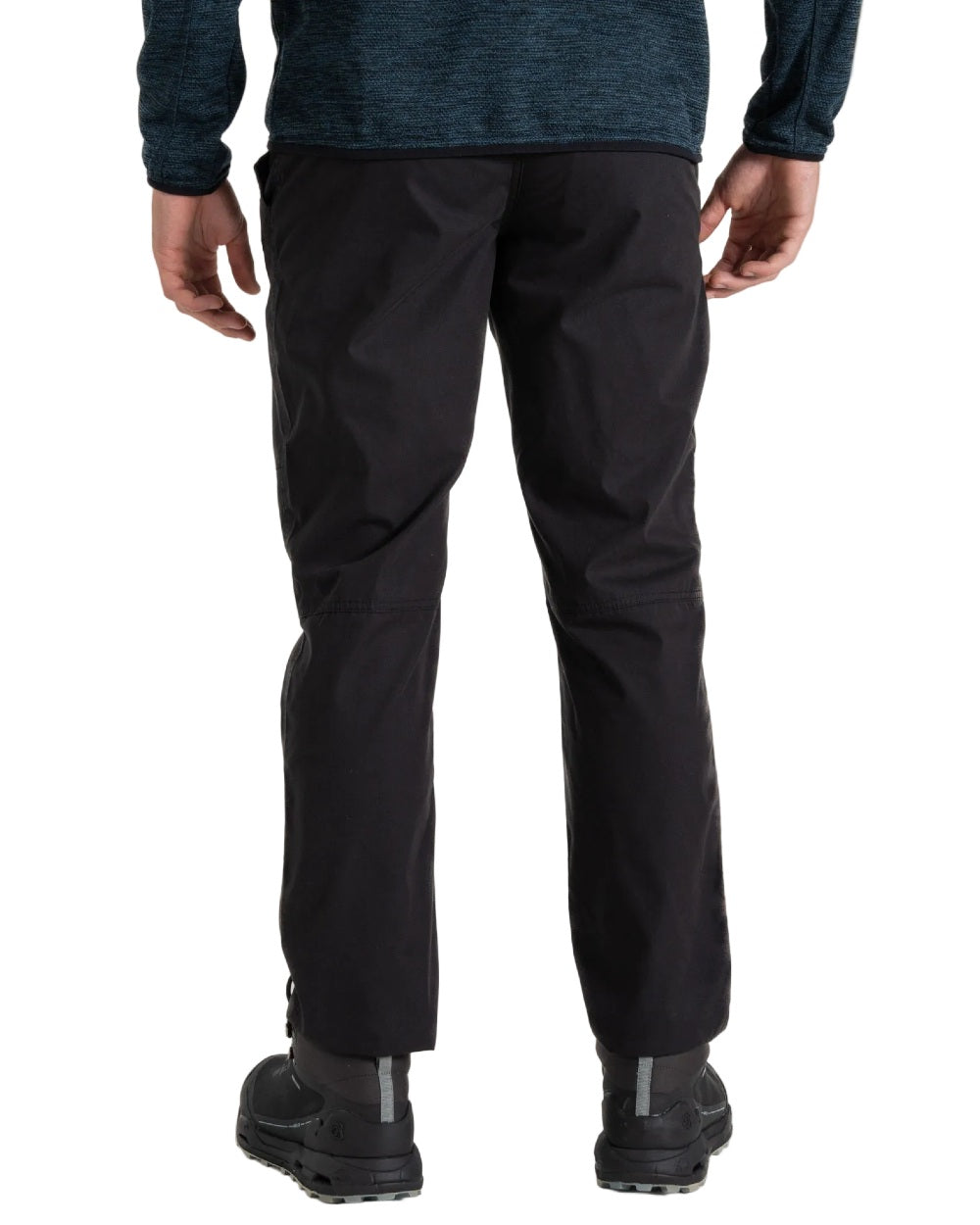 Black coloured Craghoppers Mens Brisk Trousers on white background 
