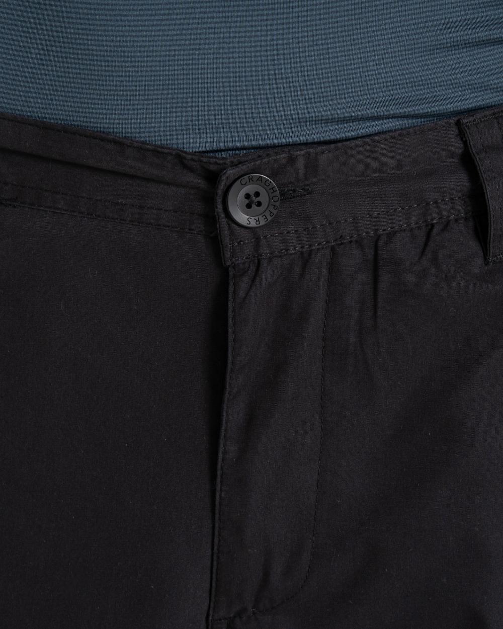 Black coloured Craghoppers Mens Brisk Trousers on white background 