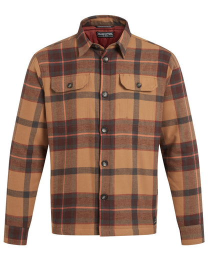 Earthenware Check coloured Craghoppers Mens Burnbank Insulated Overshirt on white background 