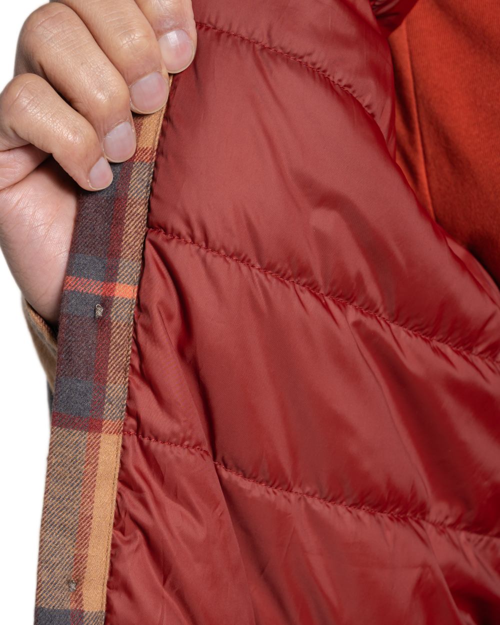 Earthenware Check coloured Craghoppers Mens Burnbank Insulated Overshirt on white background 
