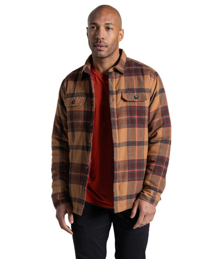 Earthenware Check coloured Craghoppers Mens Burnbank Insulated Overshirt on white background 