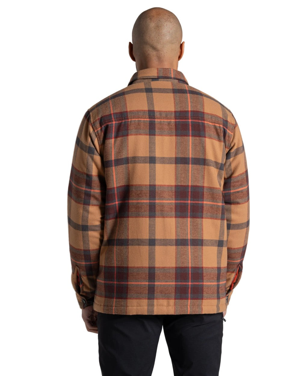 Earthenware Check coloured Craghoppers Mens Burnbank Insulated Overshirt on white background 
