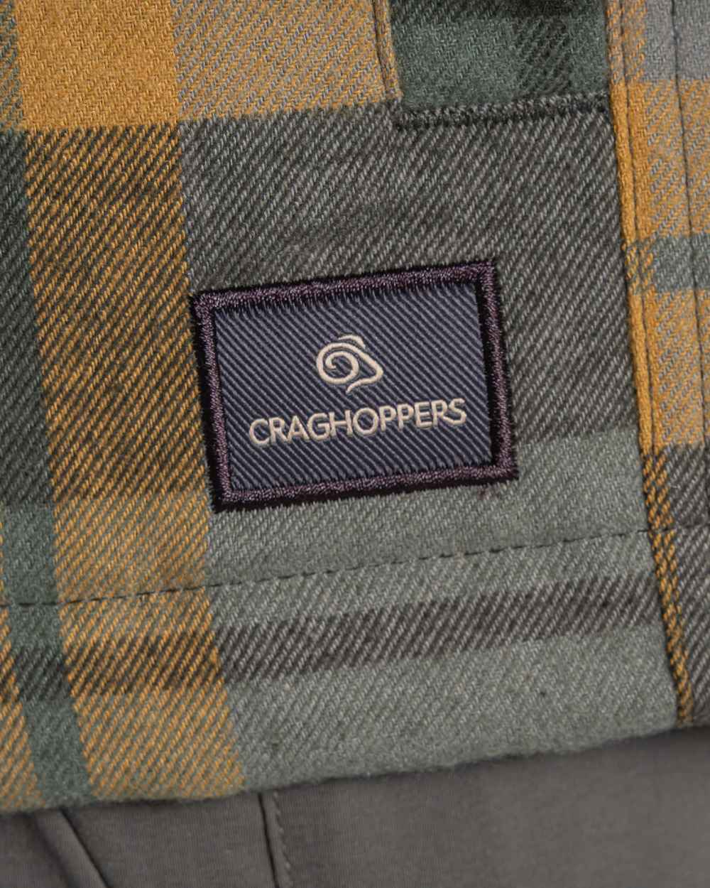 Lagano Green Check coloured Craghoppers Mens Burnbank Insulated Overshirt on white background 