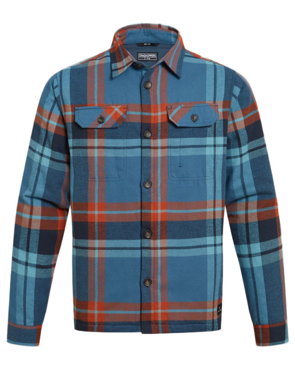 Winter Storm Check coloured Craghoppers Mens Burnbank Insulated Overshirt on white background 