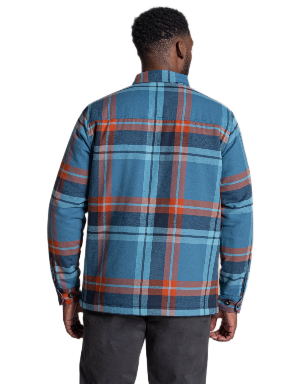 Winter Storm Check coloured Craghoppers Mens Burnbank Insulated Overshirt on white background 