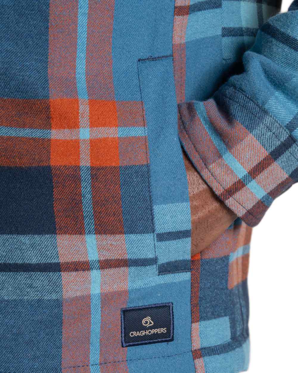 Winter Storm Check coloured Craghoppers Mens Burnbank Insulated Overshirt on white background 