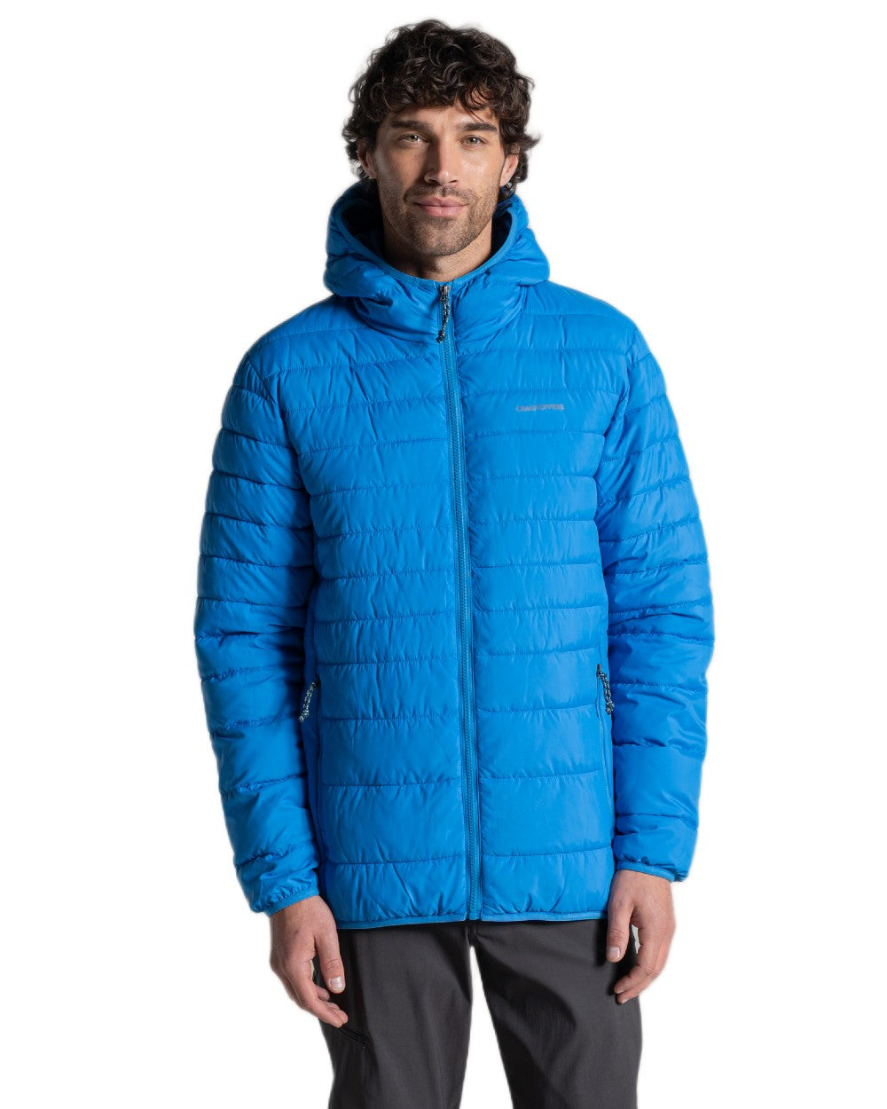 Azure Sky Coloured Craghoppers Mens Compresslite IX Hooded Insulating Jacket on white background 