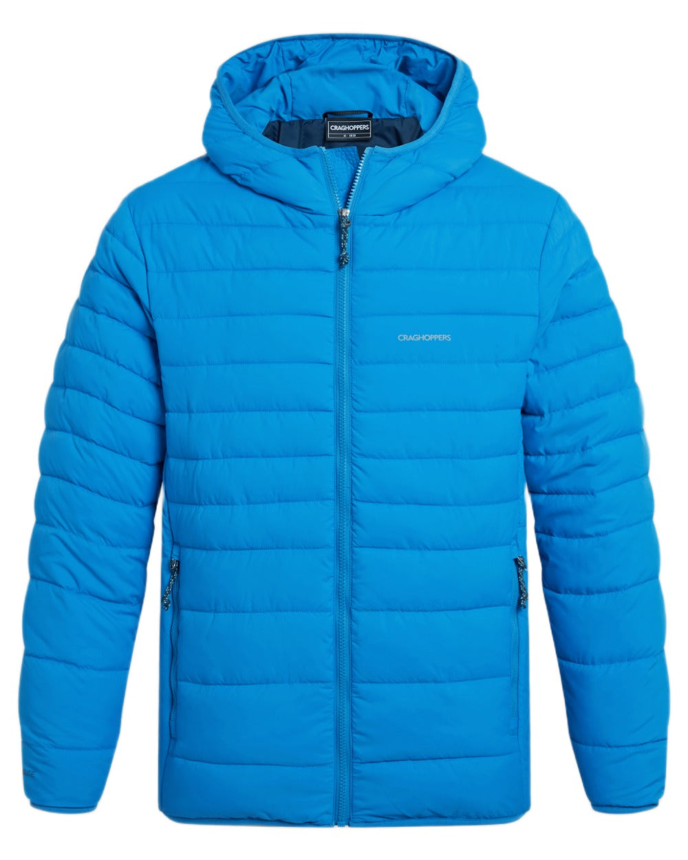 Azure Sky Coloured Craghoppers Mens Compresslite IX Hooded Insulating Jacket on white background 
