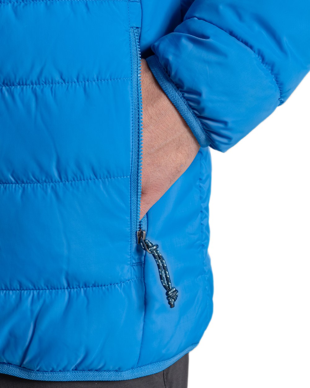 Azure Sky Coloured Craghoppers Mens Compresslite IX Hooded Insulating Jacket on white background 