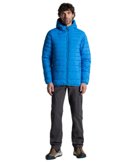 Azure Sky Coloured Craghoppers Mens Compresslite IX Hooded Insulating Jacket on white background 