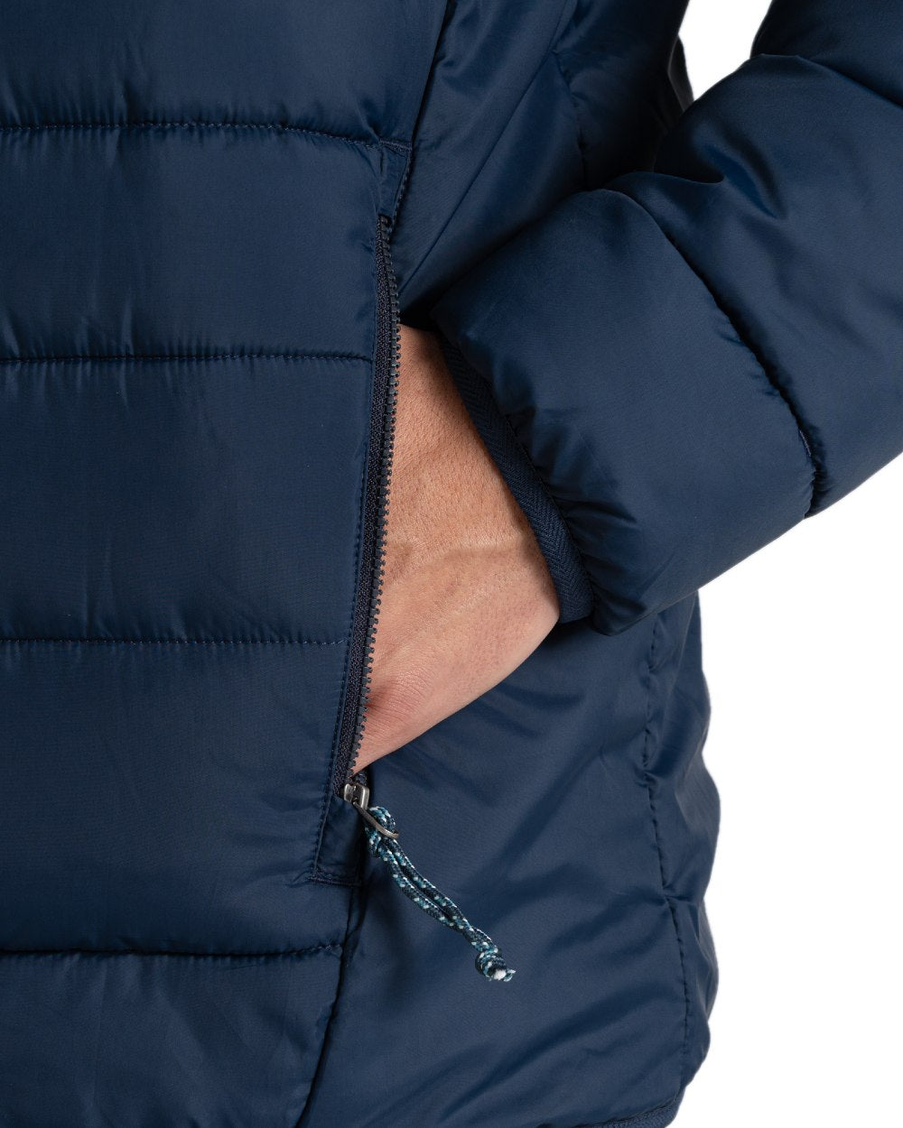 Blue Navy coloured Craghoppers Mens Compresslite IX Hooded Insulating Jacket on white background 