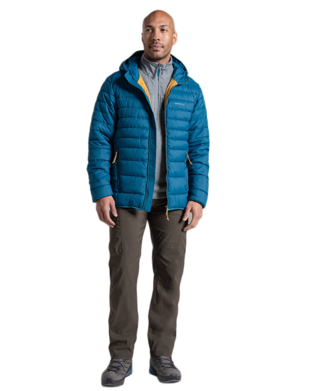 Coastal Blue coloured Craghoppers Mens Compresslite IX Hooded Insulating Jacket on white background 