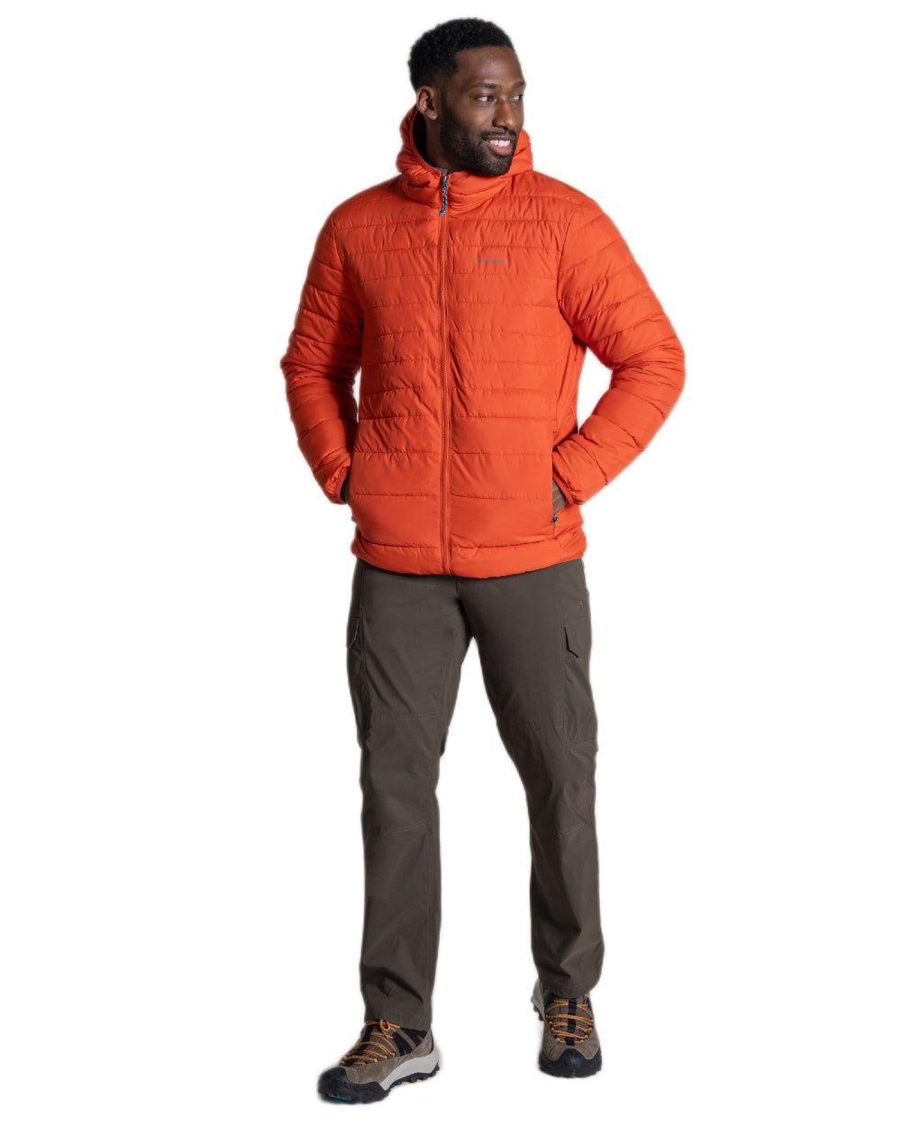 Sedona Coloured Craghoppers Mens Compresslite IX Hooded Insulating Jacket on white background 