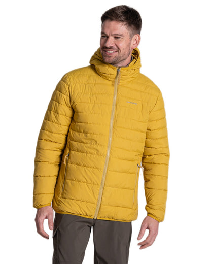 Sulphur Yellow Coloured Craghoppers Mens Compresslite IX Hooded Insulating Jacket on white background 