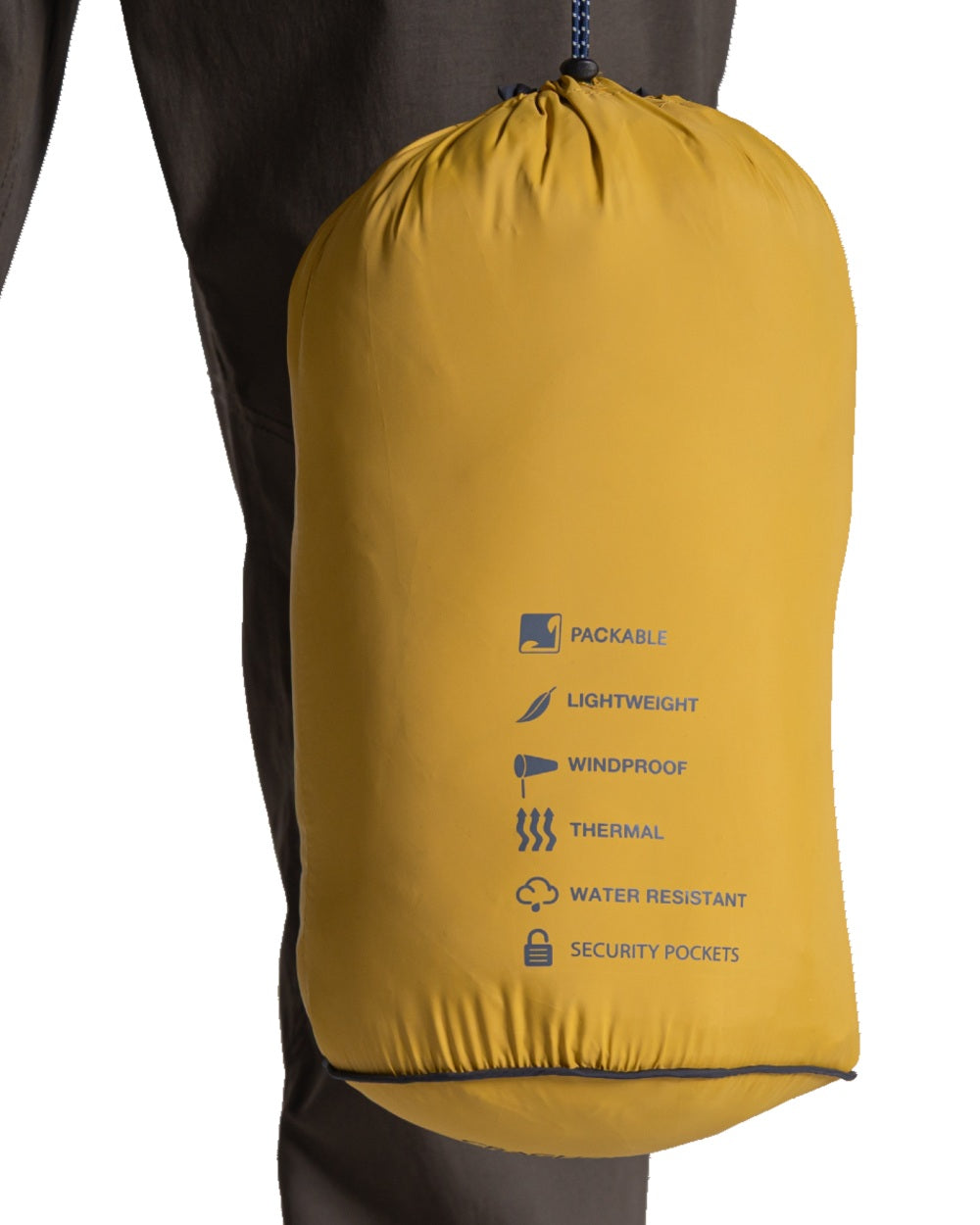 Sulphur Yellow Coloured Craghoppers Mens Compresslite IX Hooded Insulating Jacket on white background 