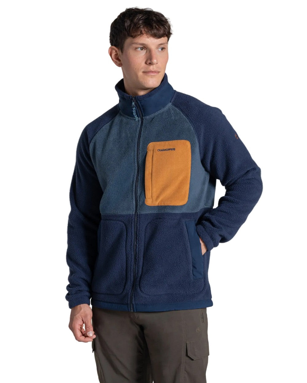Blue Navy Blue Stone coloured Craghoppers Mens Dades Jacket on white background 