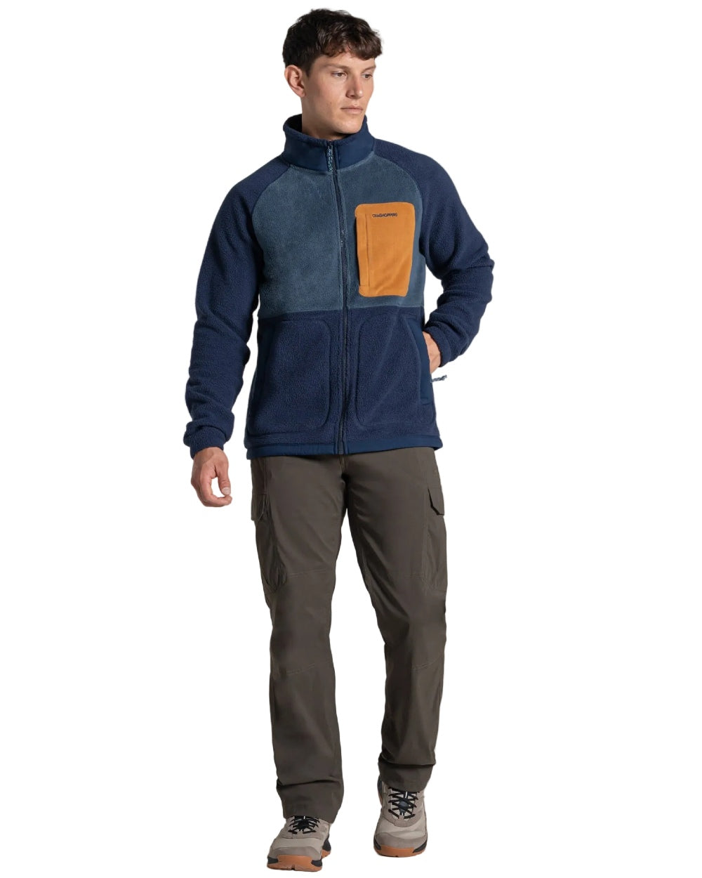 Blue Navy Blue Stone coloured Craghoppers Mens Dades Jacket on white background 