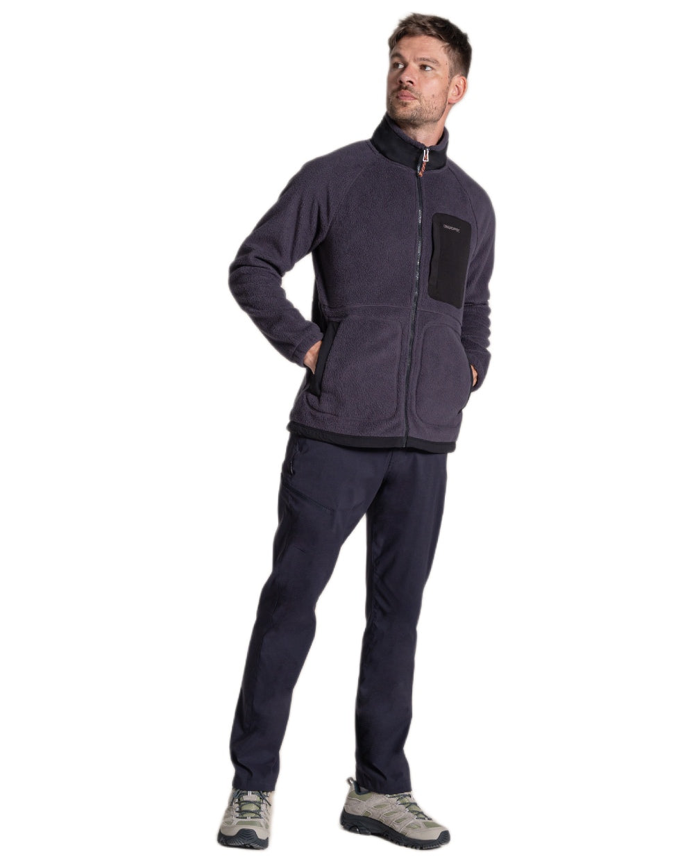 Dark Iron coloured Craghoppers Mens Dades Jacket on white background 