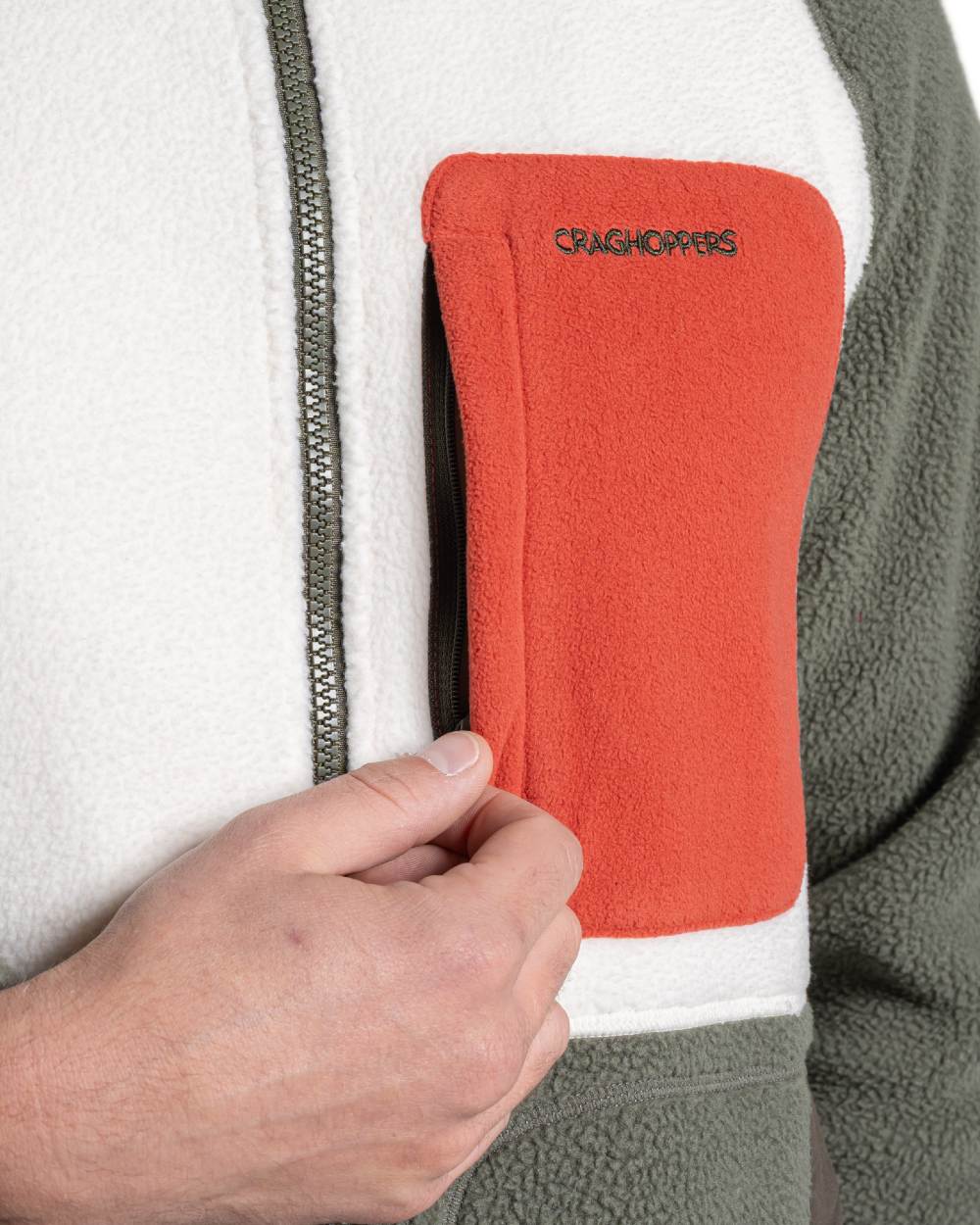 Dark Sage Ecru coloured Craghoppers Mens Dades Jacket on white background 