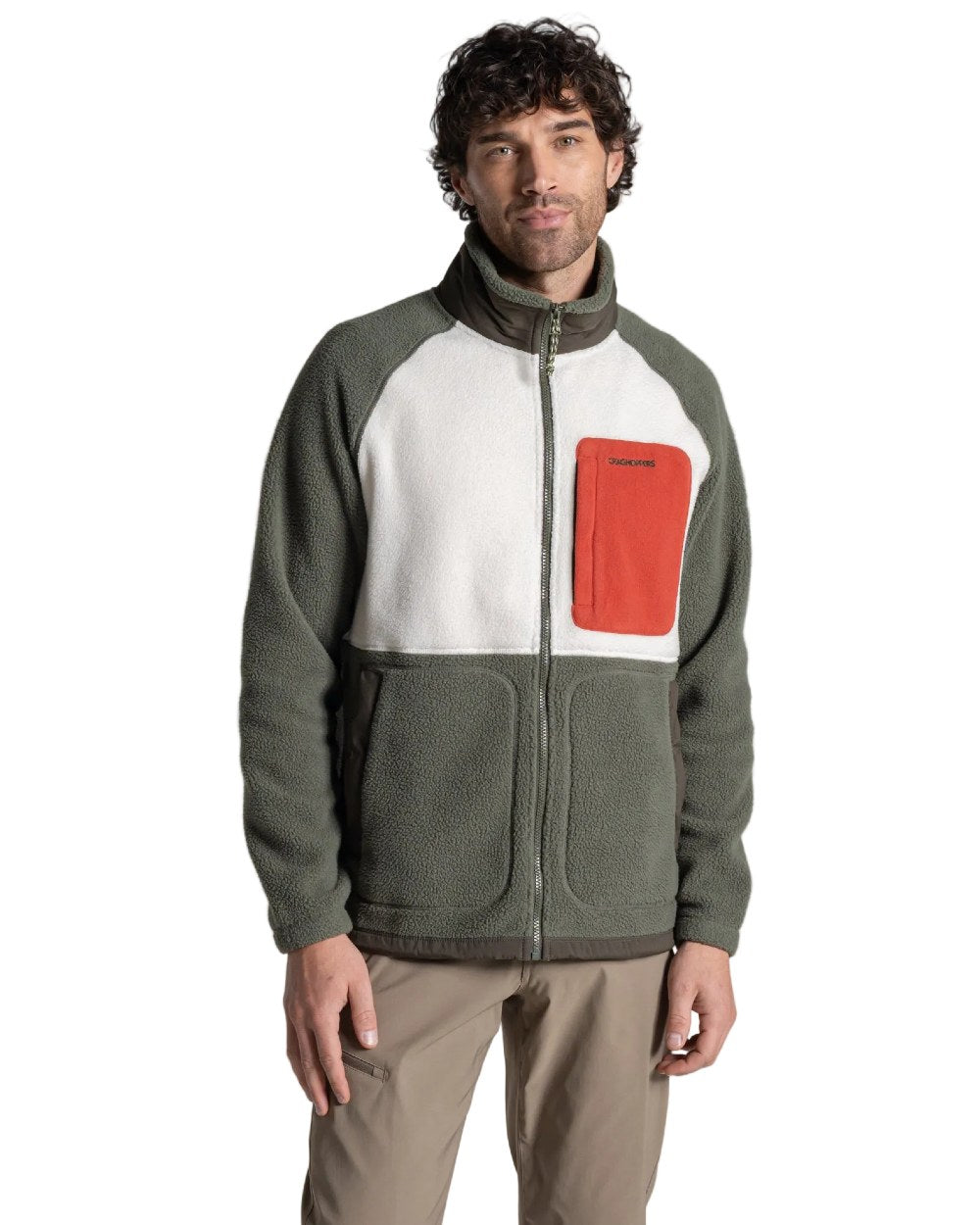 Dark Sage Ecru coloured Craghoppers Mens Dades Jacket on white background 