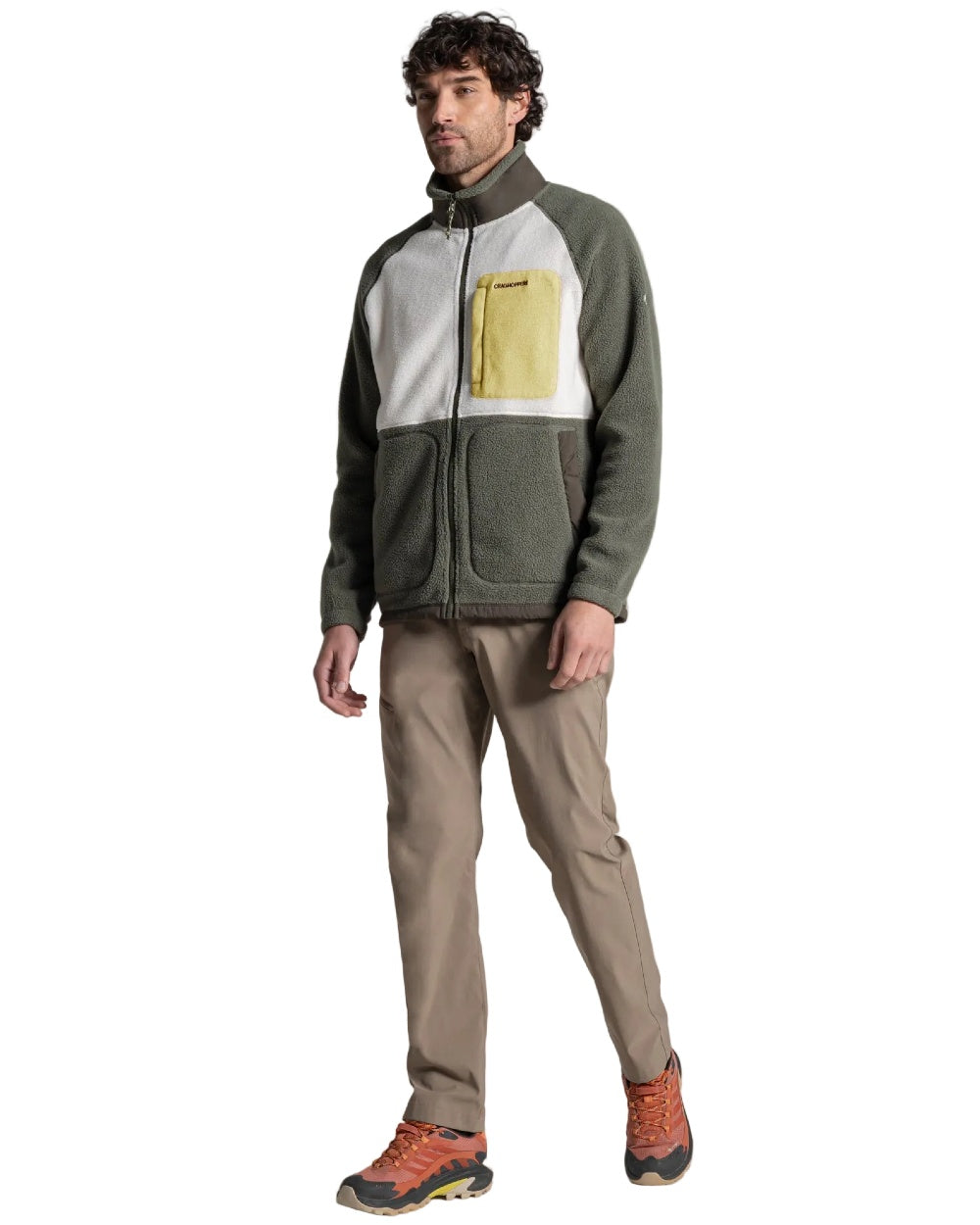 Dark Sage Ecru coloured Craghoppers Mens Dades Jacket on white background 