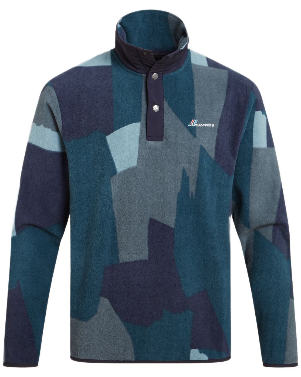 Dark Aegean coloured Craghoppers Mens Dewlish II Overhead Fleece on white background 